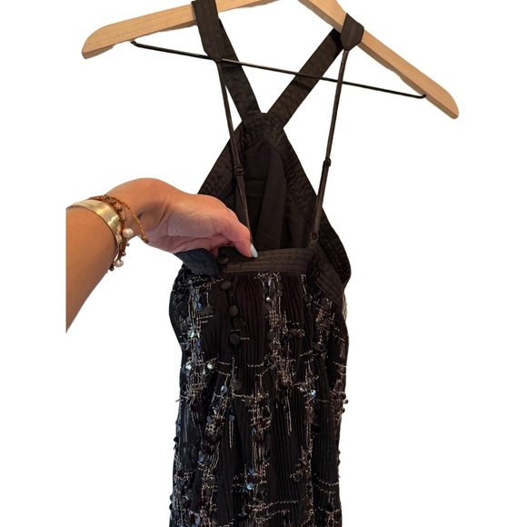 NWT En Saison Black Halter Dress Sequin Pleated Iridescent Party size XS - Picture 10 of 11